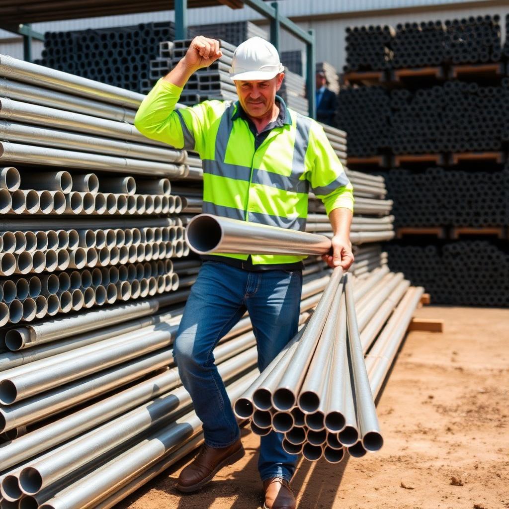 Galvanised CHS circular hollow section fencing pipe stacked in bulk at our Australian steel warehouse