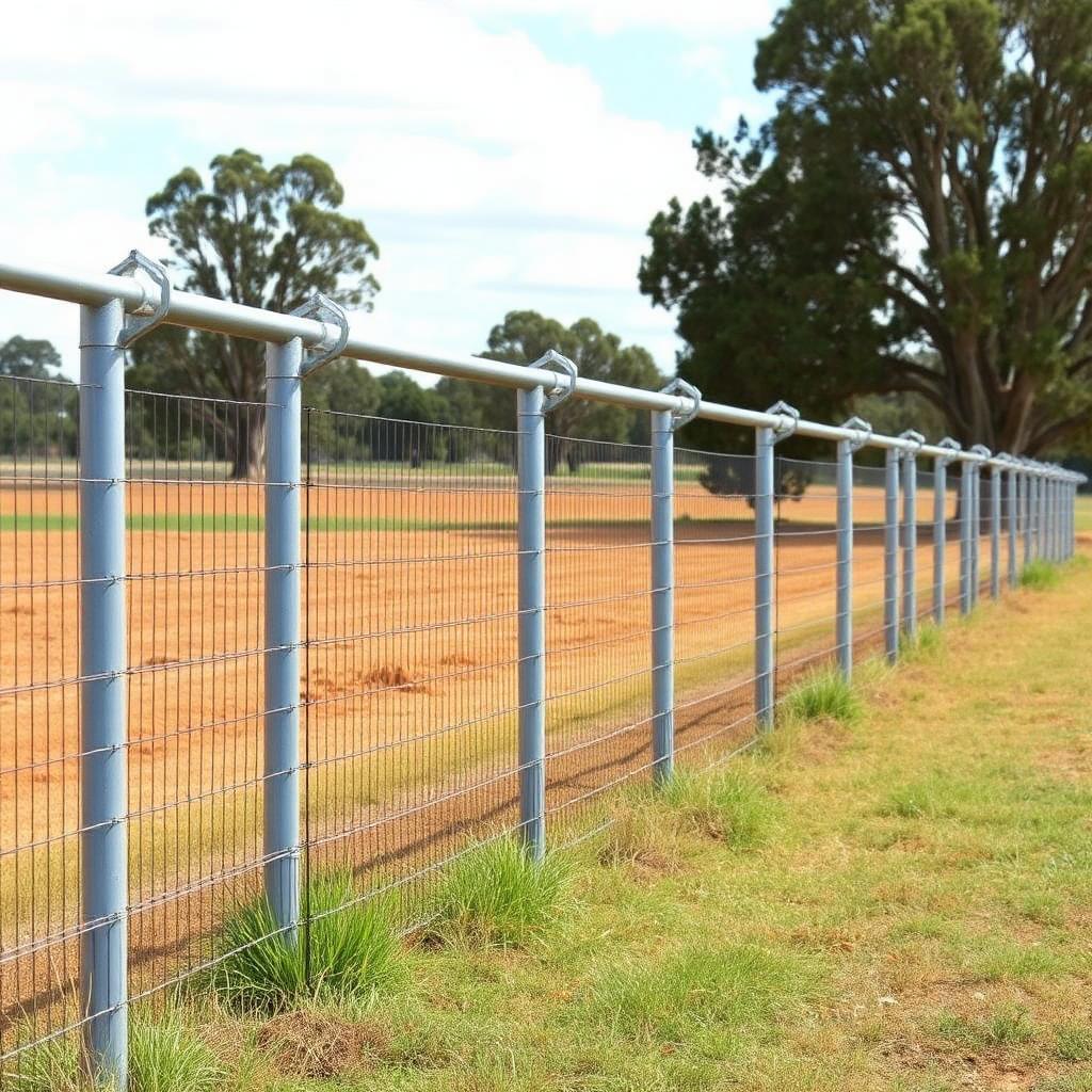 Galvanised CHS circular hollow section fencing pipe installed on an Australian project