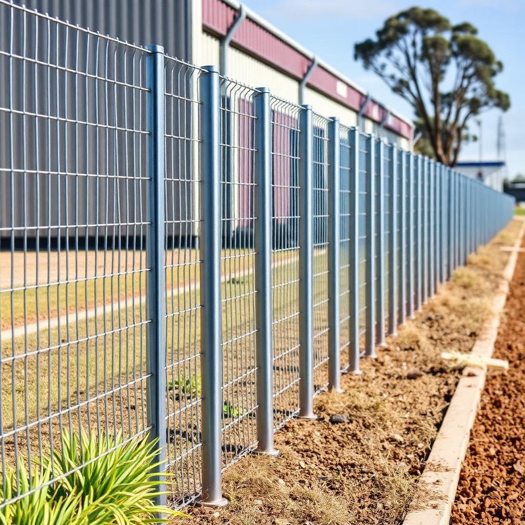 Galvanised steel fence posts installed on an Australian project