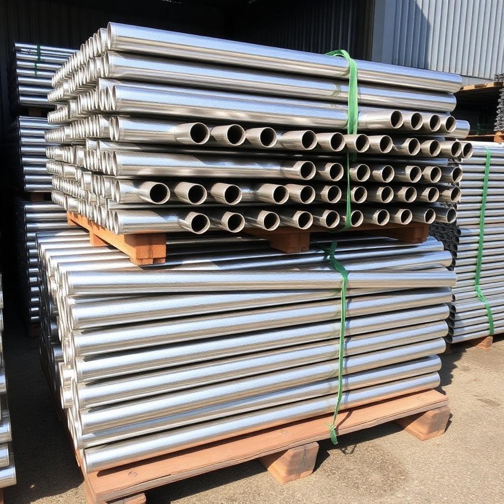 Hot dip galvanised steel fence posts stacked in bulk at our Australian steel warehouse
