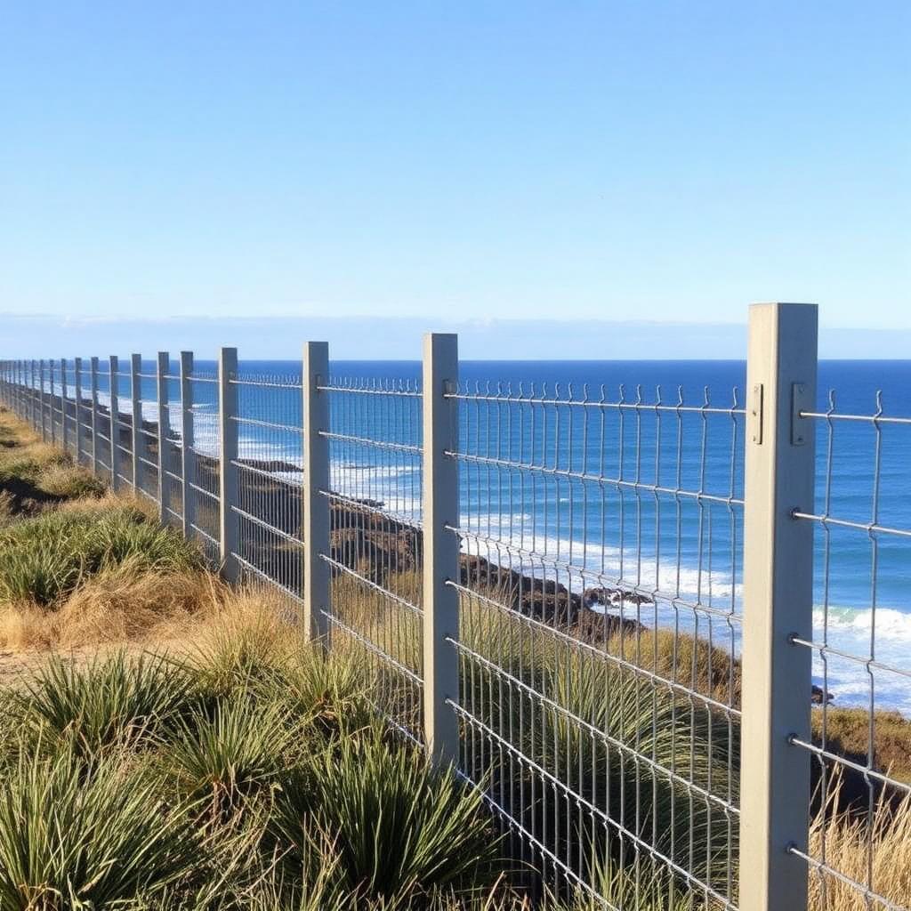 Hot dip galvanised steel fence posts installed on an Australian project