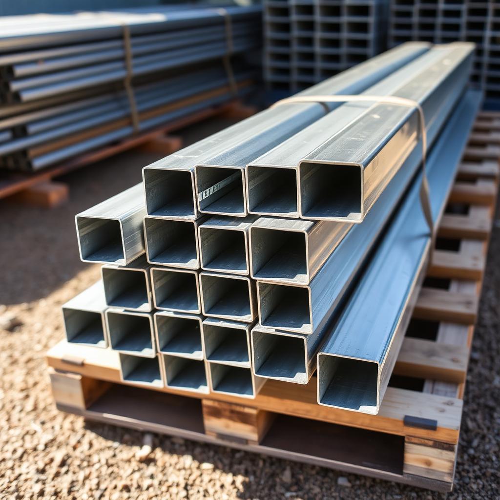 Galvanised RHS rectangular hollow section steel stacked in bulk at our Australian steel warehouse