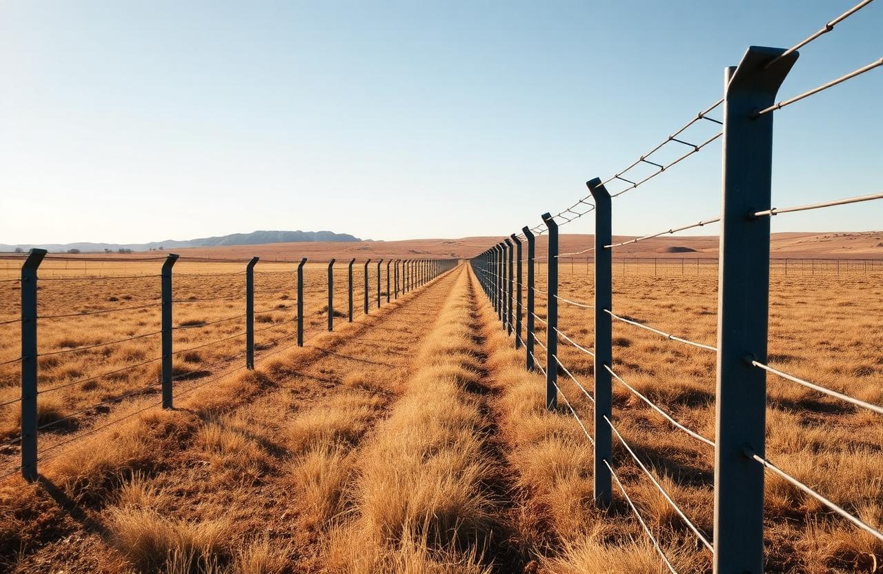 Vast rural fencing across grasslands