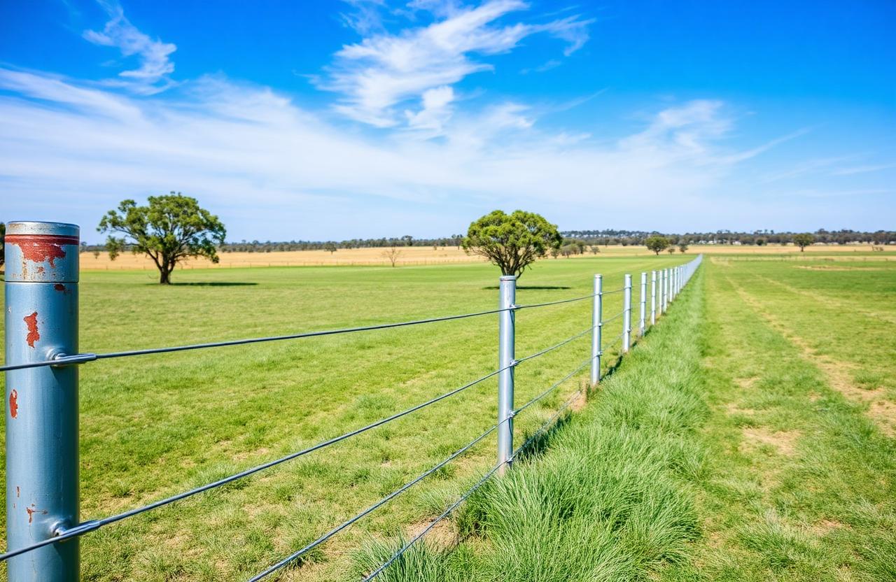 Rural fence line on an Australian station